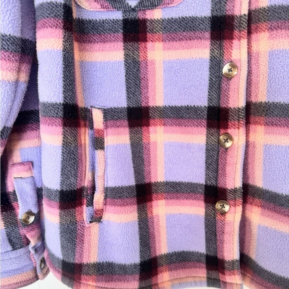 Sage Collective Plaid Plush‎ Sherpa Lined Fleece Flannel Purple Size XS - Picture 4 of 7